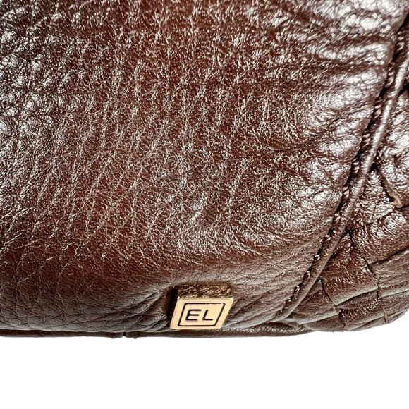 ELLIOTT LUCCA Brown Woven Leather Bucket Hobo Purse Shoulder Bag Buckle Pockets - Picture 5 of 13